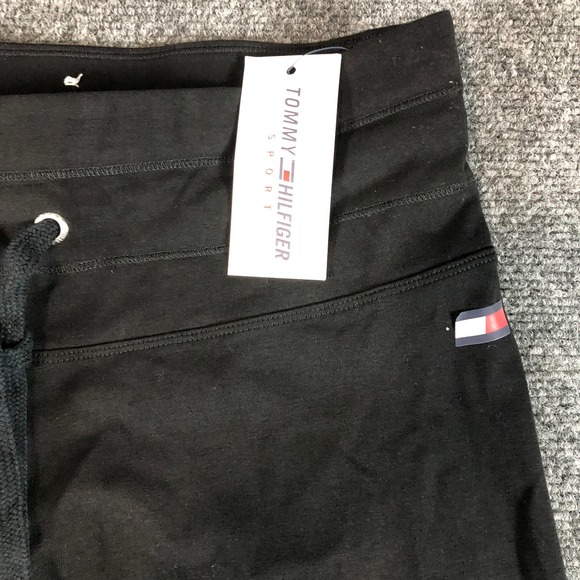 Tommy Hilfiger Sport XL Black Jogger Pants Drawstring Waist Logo Activewear - Picture 2 of 9